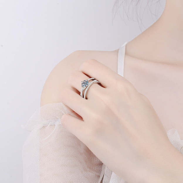 Moissanite Petite Twisted Vine VVS1 D Color Wedding Ring - 1013Bazaar