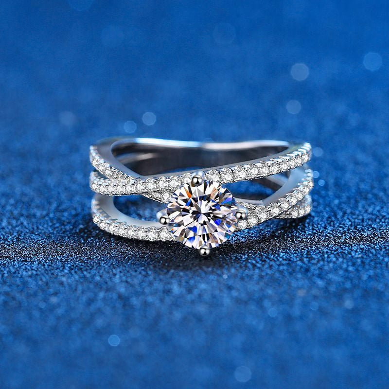 Moissanite Petite Twisted Vine VVS1 D Color Wedding Ring - 1013Bazaar