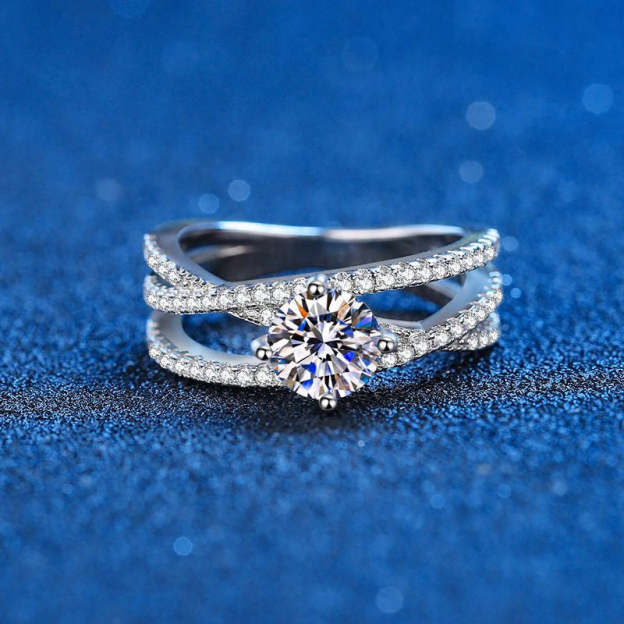 Moissanite Petite Twisted Vine VVS1 D Color Wedding Ring - 1013Bazaar