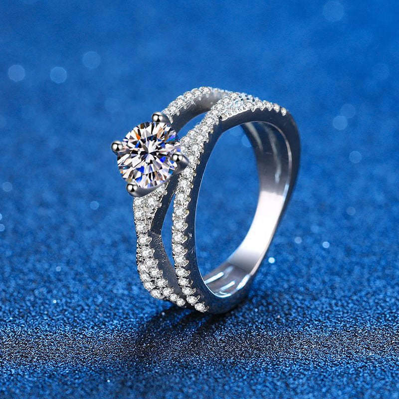 Moissanite Petite Twisted Vine VVS1 D Color Wedding Ring - 1013Bazaar