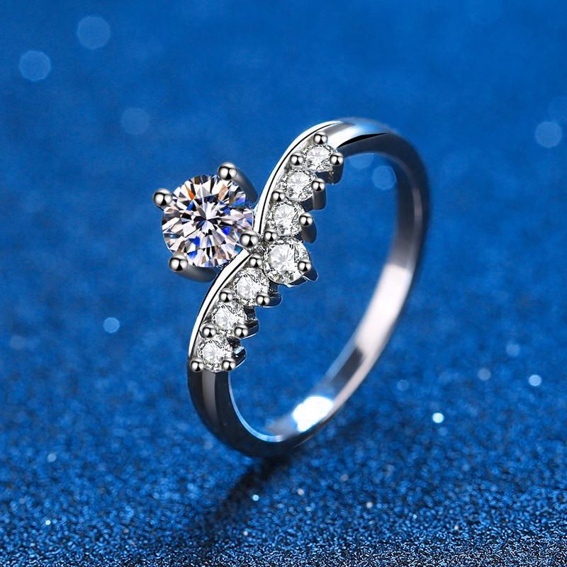 Moissanite Princess Crown VVS1 D Color Wedding Ring - 1013Bazaar