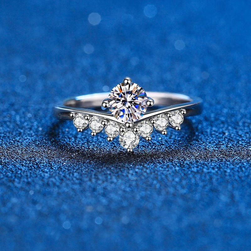 Moissanite Princess Crown VVS1 D Color Wedding Ring - 1013Bazaar