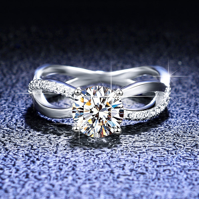 Moissanite Fancy Wave VVS1 D Color Wedding Ring - 1013Bazaar