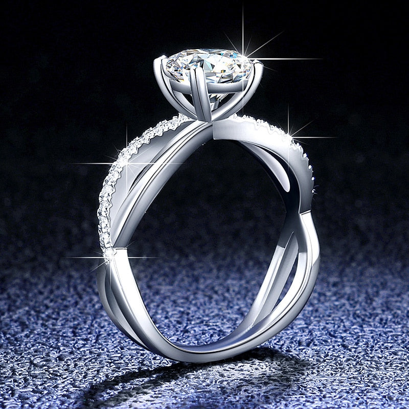 Moissanite Fancy Wave VVS1 D Color Wedding Ring - 1013Bazaar