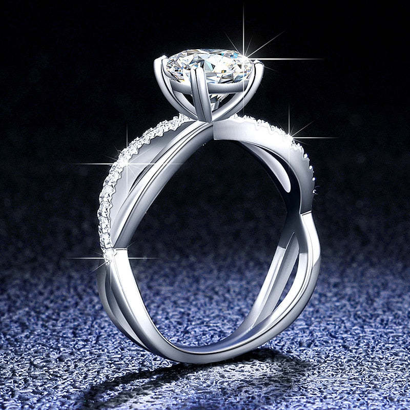 Moissanite Fancy Wave VVS1 D Color Wedding Ring - 1013Bazaar