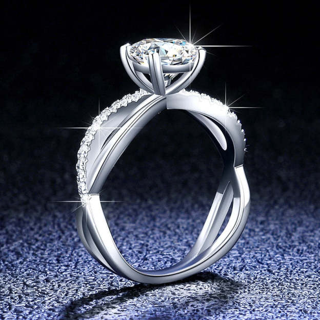 Moissanite Fancy Wave VVS1 D Color Wedding Ring - 1013Bazaar