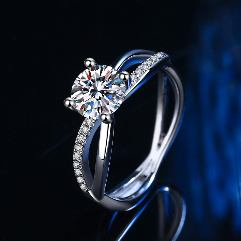 Moissanite Fancy Wave VVS1 D Color Wedding Ring - 1013Bazaar