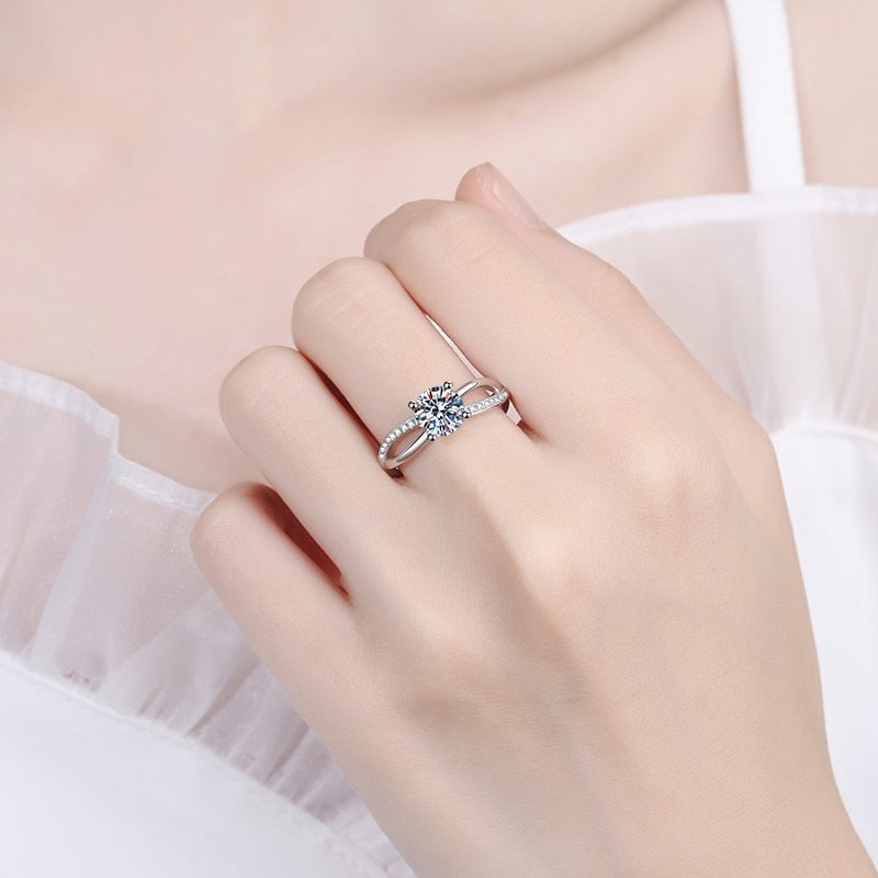 Moissanite Fancy Wave VVS1 D Color Wedding Ring - 1013Bazaar