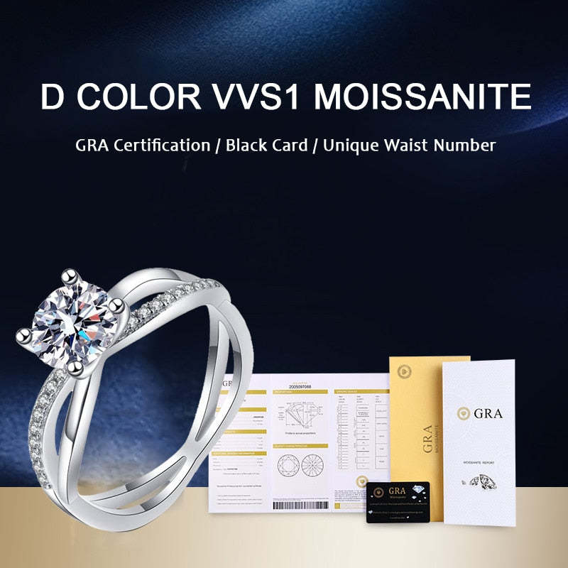 Moissanite Fancy Wave VVS1 D Color Wedding Ring - 1013Bazaar