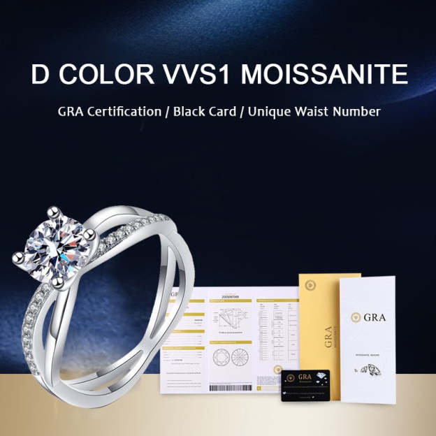 Moissanite Fancy Wave VVS1 D Color Wedding Ring - 1013Bazaar