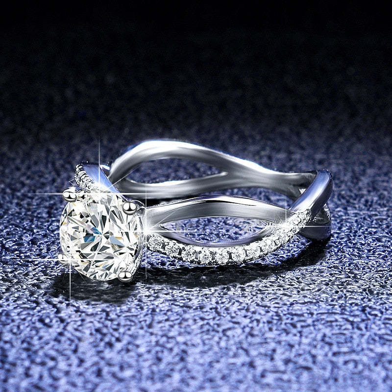Moissanite Fancy Wave VVS1 D Color Wedding Ring - 1013Bazaar