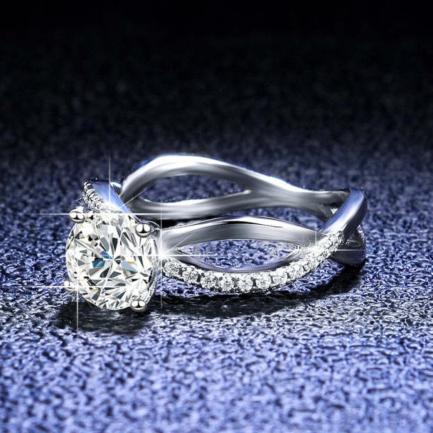 Moissanite Fancy Wave VVS1 D Color Wedding Ring - 1013Bazaar