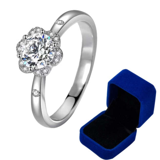 Moissanite Halo Flower VVS1 D Color Wedding Ring - 1013Bazaar