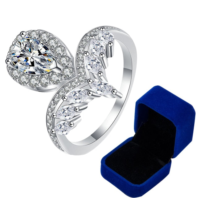 Luxury Moissanite Fancy Cut Pear VVS1 D Color Wedding Ring - 1013Bazaar