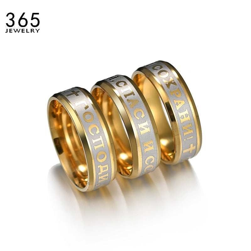 Mother's Day Gift Religious Christian Jesus Cross Ring 8mm Stainless Steel Russian God Save Us Band Rings For Men Women Party Gift Anillo Anneaux-Engravingift