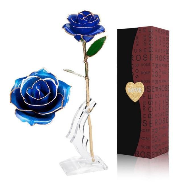 Christmas Gift Preserved 24k Gold Long Stem Immortal Rose (4 colors)