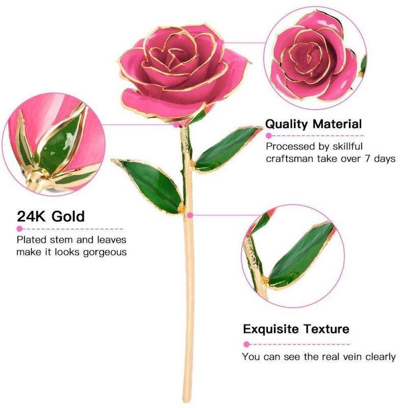 Christmas Gift Preserved 24k Gold Long Stem Immortal Rose (4 colors)