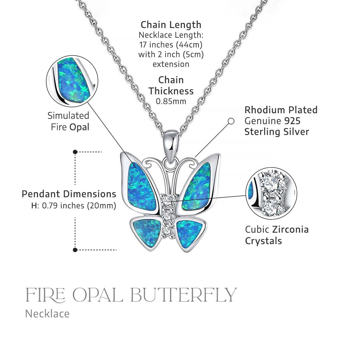 Mother's Day Be Like The Butterfly - Fire Opal Butterfly Necklace Gift Set-Engravingift