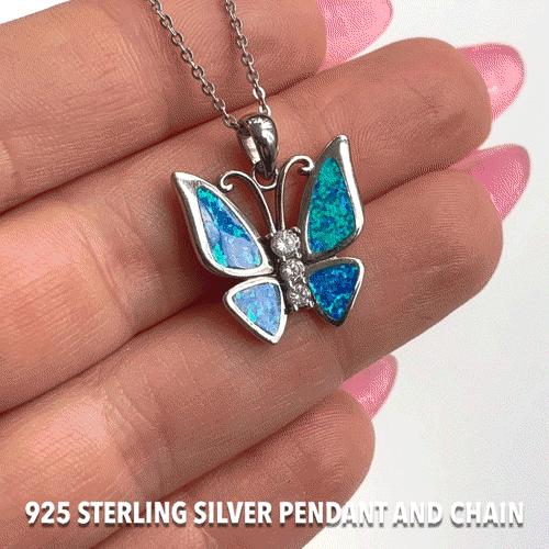 Mother's Day Be Like The Butterfly - Fire Opal Butterfly Necklace Gift Set-Engravingift