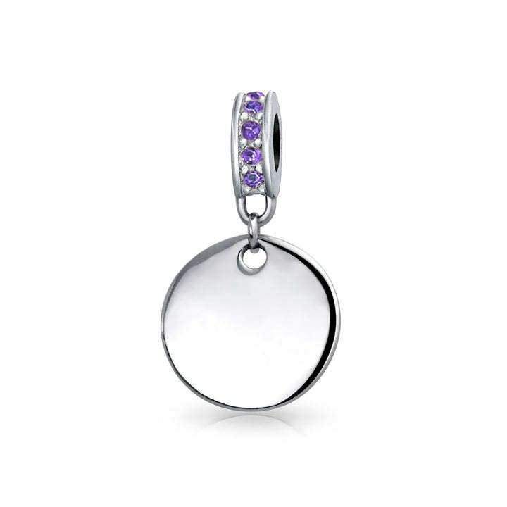 Mother's Day Gift Birthstones Initials Round Dangle Circle Charm Bead-Engravingift