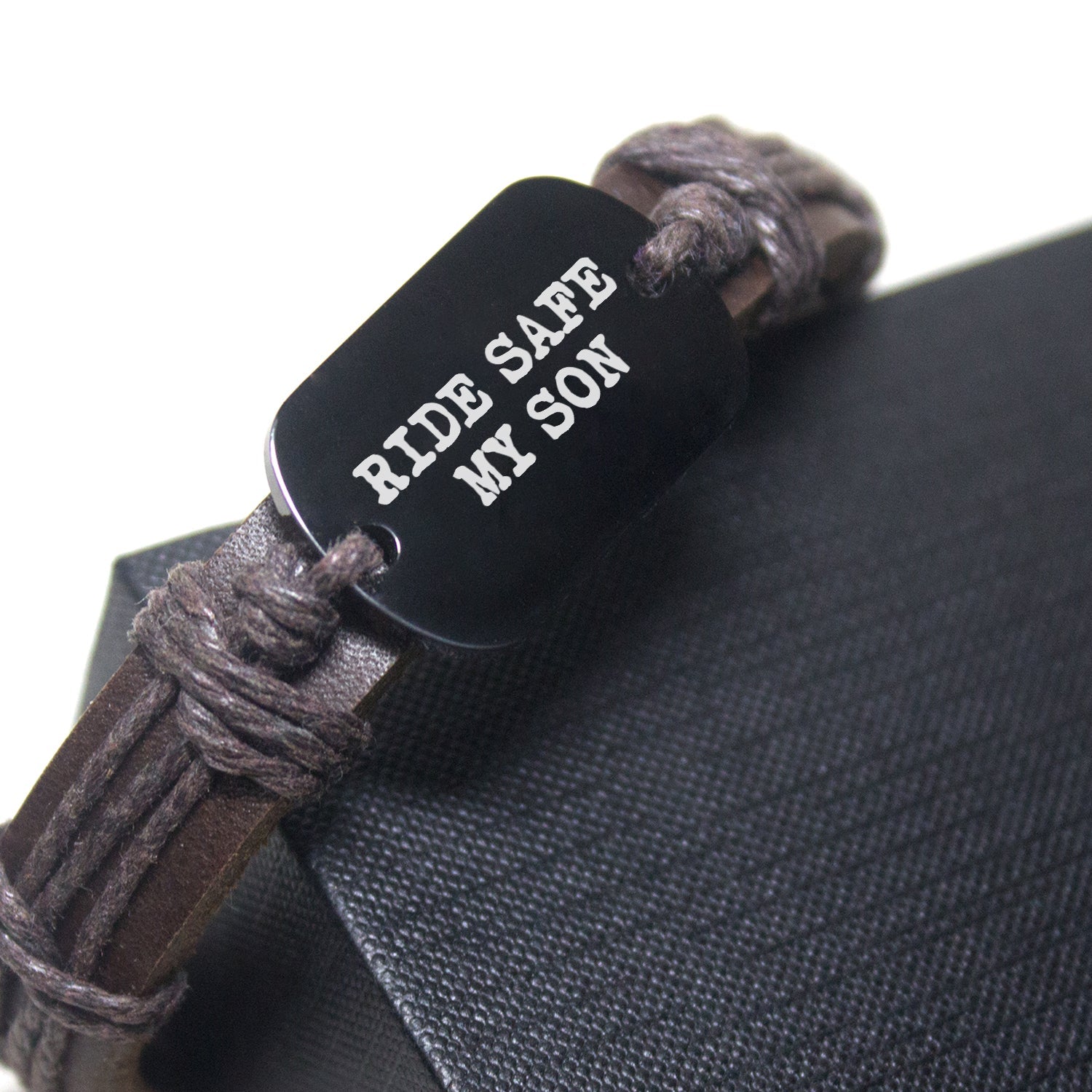 Valentine's Day Gift To My Son - Your Guardian Angel Ride With You Leather Cord Bracelet