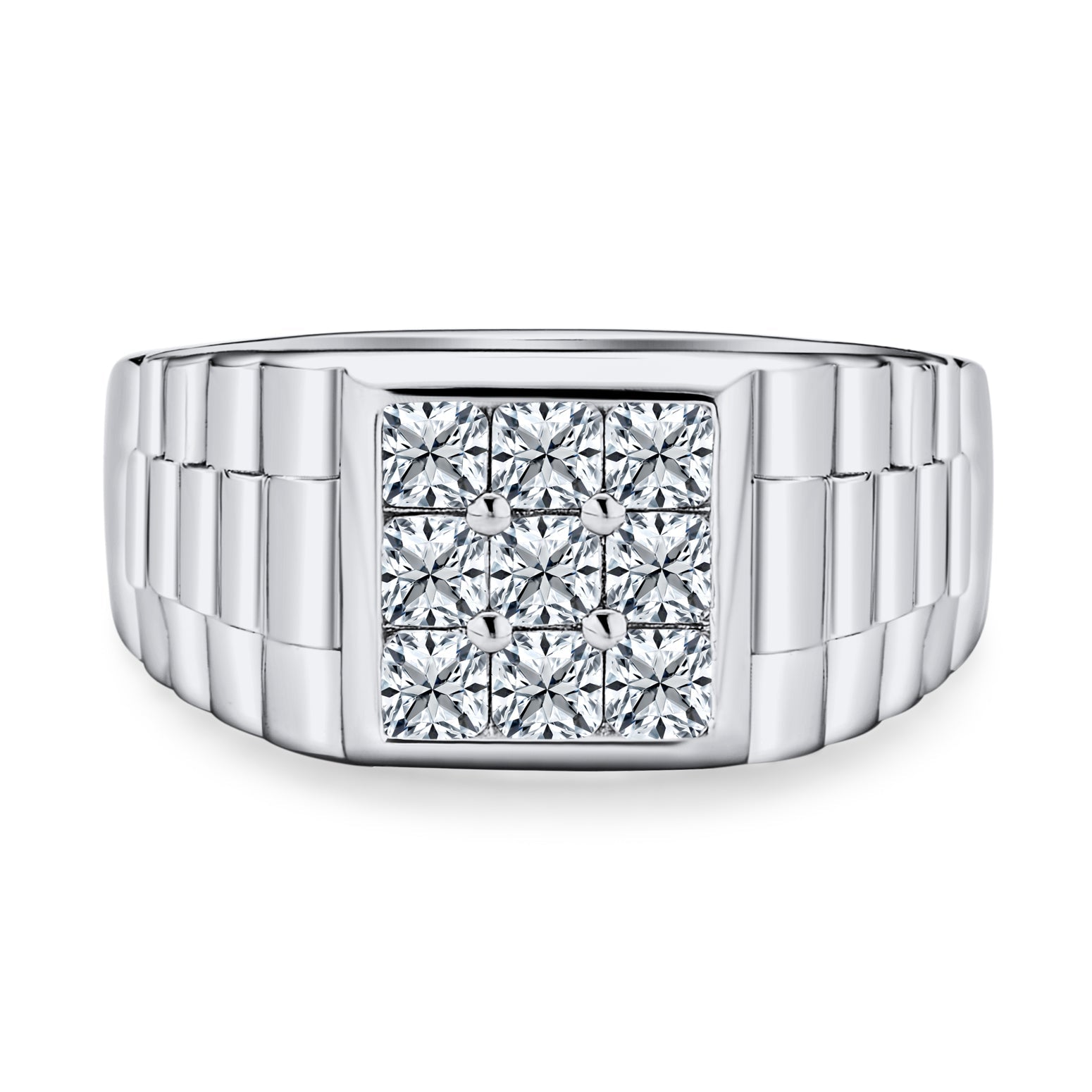 Christmas Gift Big Mens Square AAA CZ Engagement Statement Ring-Engravingift