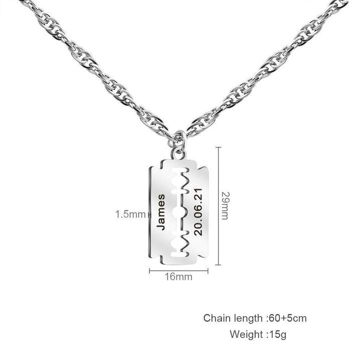 Christmas Gift Razor Blade Necklace For Men