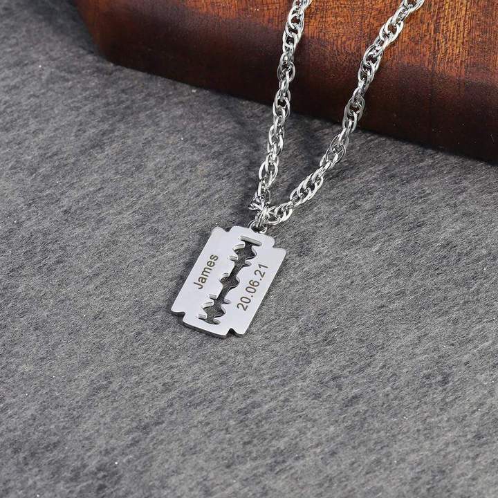 Christmas Gift Razor Blade Necklace For Men