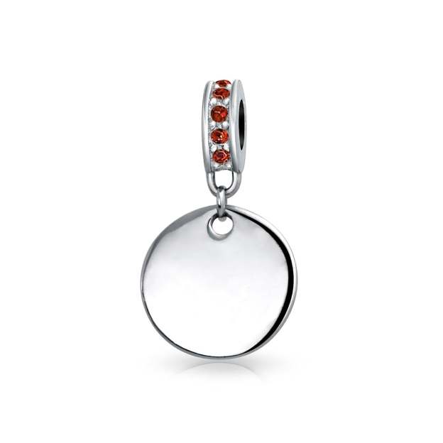 Mother's Day Gift Birthstones Initials Round Dangle Circle Charm Bead-Engravingift