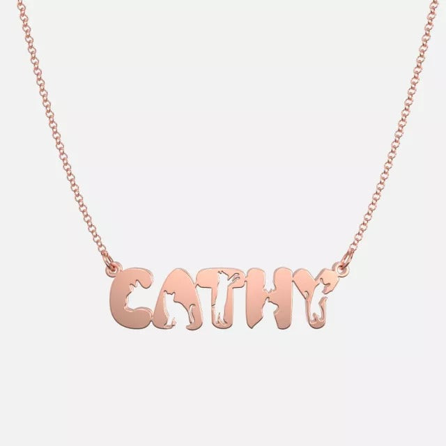 Mother's Day Gift Handmade Personalized Cute Cat Style Name Necklace-Engravingift