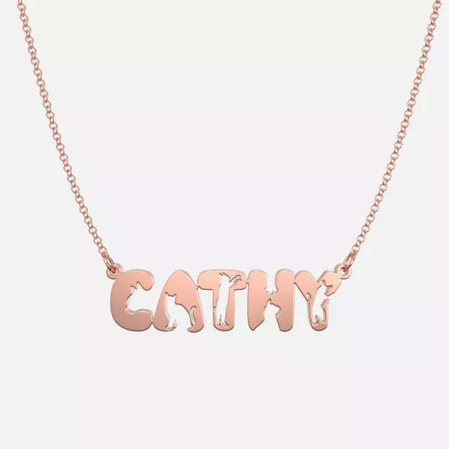 Mother's Day Gift Handmade Personalized Cute Cat Style Name Necklace-Engravingift