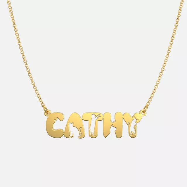 Mother's Day Gift Handmade Personalized Cute Cat Style Name Necklace-Engravingift