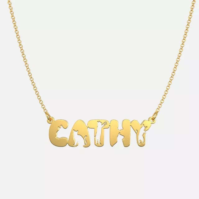Mother's Day Gift Handmade Personalized Cute Cat Style Name Necklace-Engravingift
