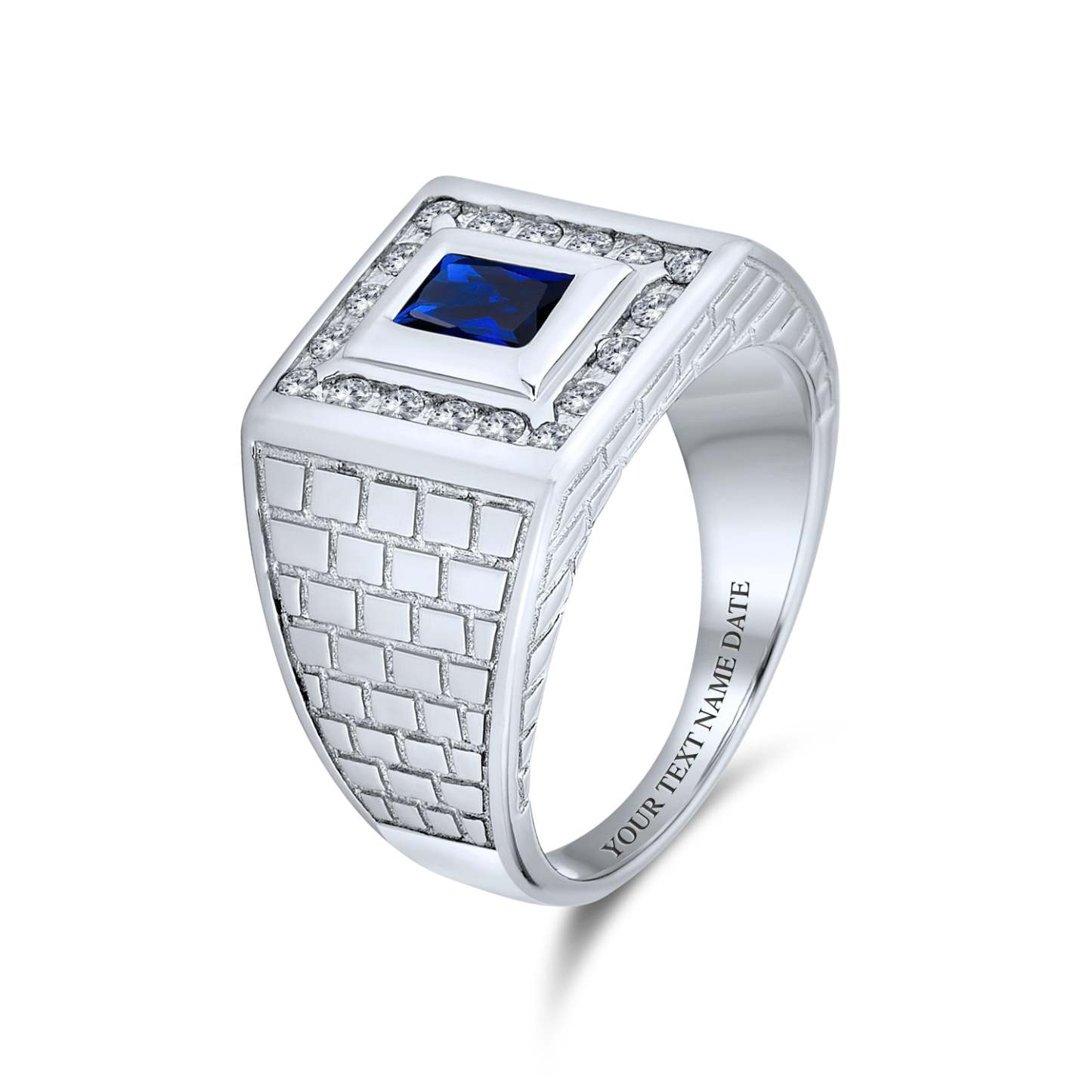 Christmas Gift 2CT Black Emerald Cut CZ Halo Mens Engagement Ring Imitation Onyx