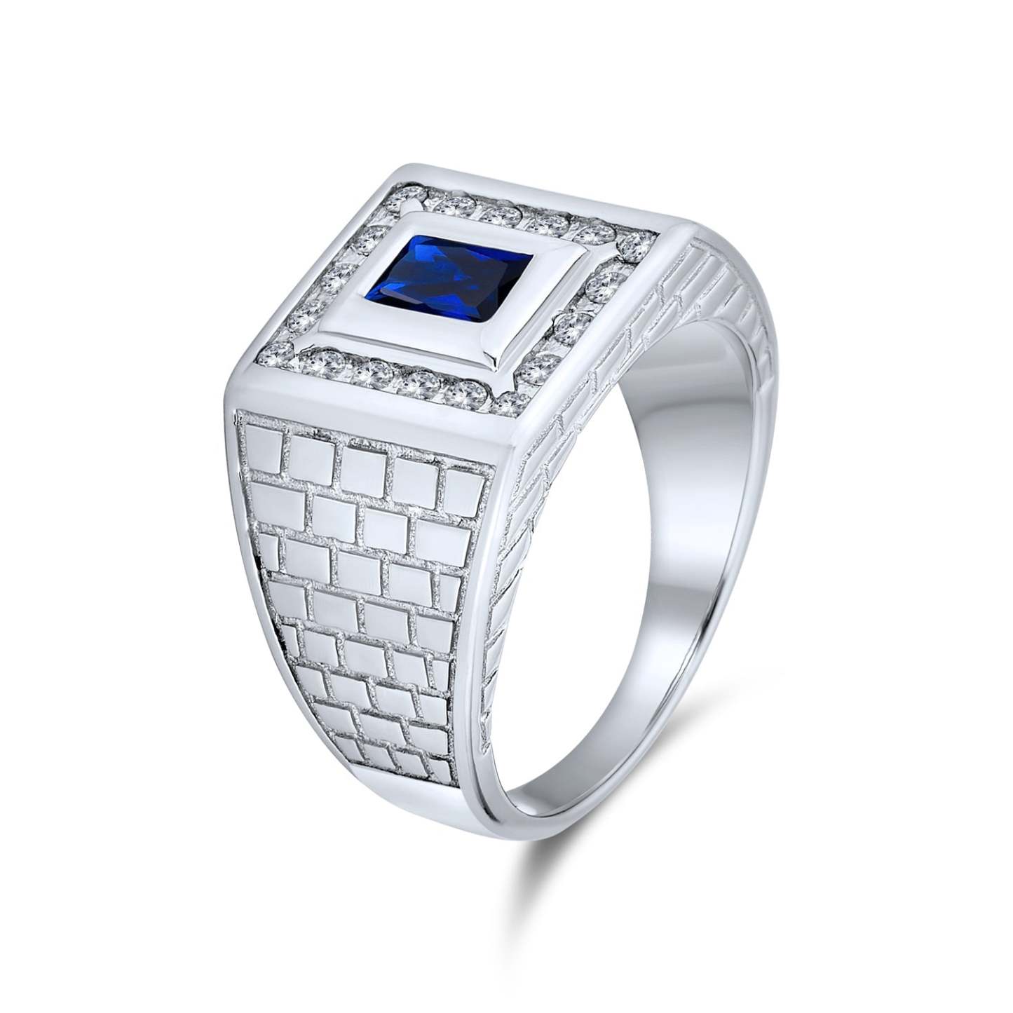 Christmas Gift 2CT Black Emerald Cut CZ Halo Mens Engagement Ring Imitation Onyx