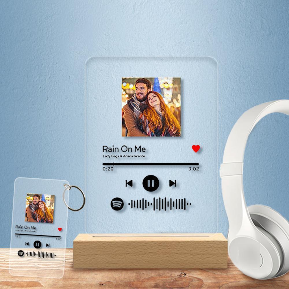 Mother's Day Gift Scannable Custom Spotify Code Lamp Acrylic Music Plaque Night Light Keychain-Engravingift