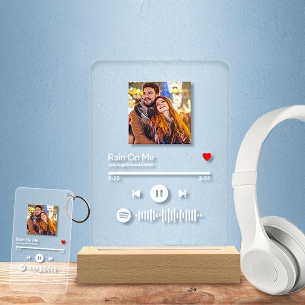 Mother's Day Gift Scannable Custom Spotify Code Lamp Acrylic Music Plaque Night Light Keychain-Engravingift