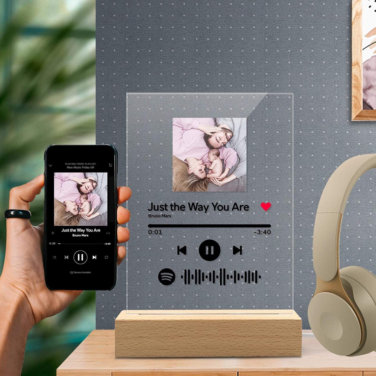 Mother's Day Gift Scannable Custom Spotify Code Lamp Acrylic Music Plaque Night Light Keychain-Engravingift