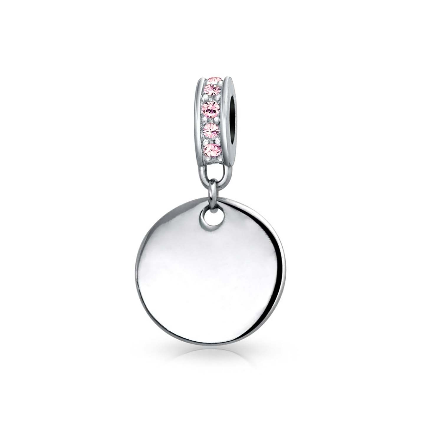 Mother's Day Gift Birthstones Initials Round Dangle Circle Charm Bead-Engravingift