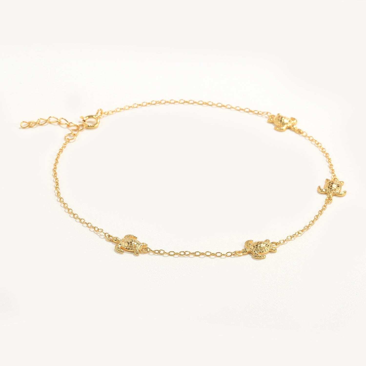 Solid Tortoise Sea Turtle Anklet Gold Anklet MelodyNecklace