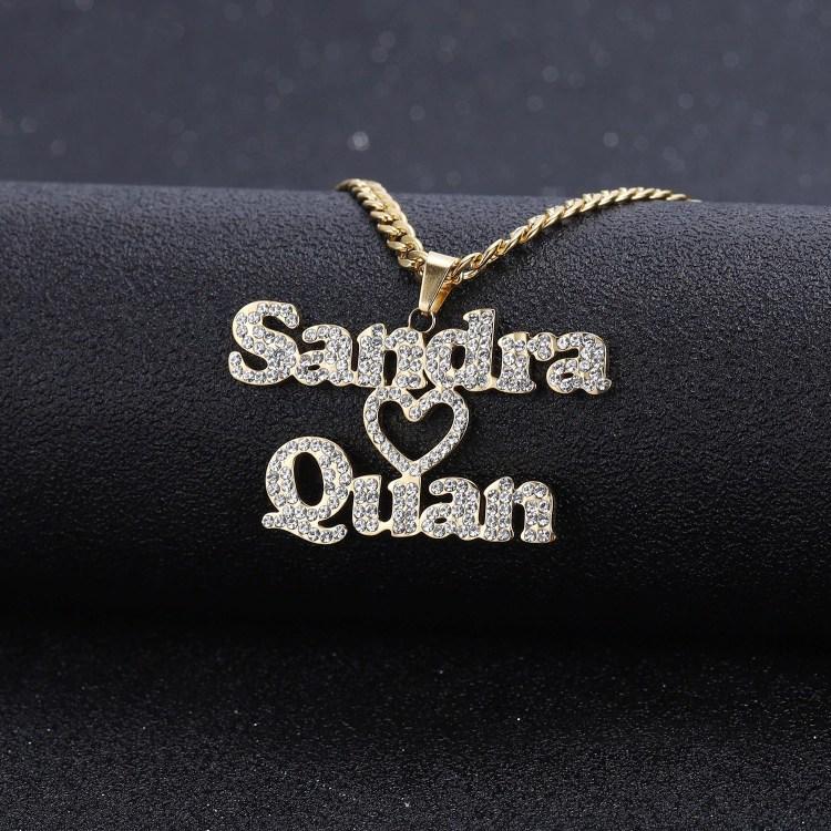 Valentine's Day Gift Sparkling Couple Name Necklace