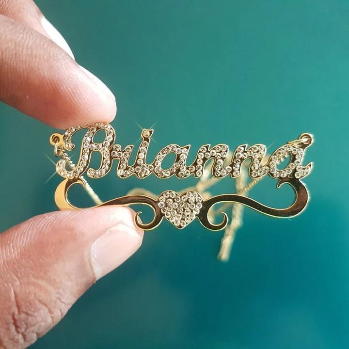 Christmas Gift Personalized Sparkling Butterfly Heart Diamond Name Necklace