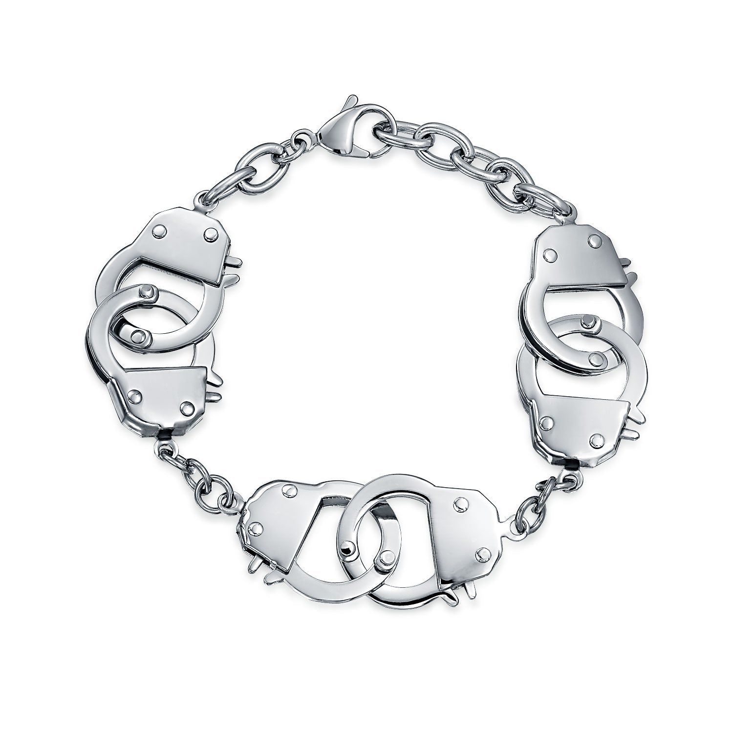 Valentine's Day Gift Handcuff BFF Partners in Crime Stainless Steel Curb Chain Bracelet