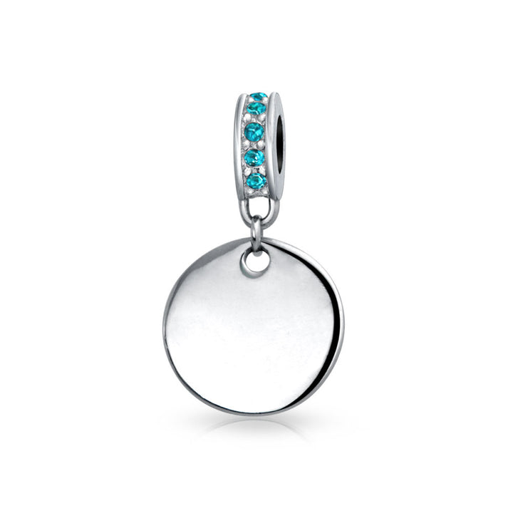 Mother's Day Gift Birthstones Initials Round Dangle Circle Charm Bead-Engravingift