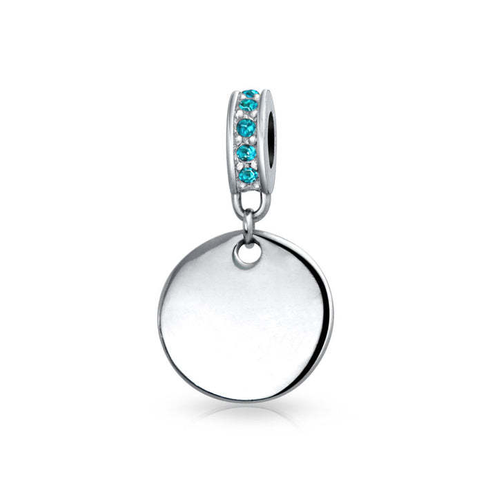 Mother's Day Gift Birthstones Initials Round Dangle Circle Charm Bead-Engravingift