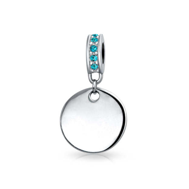 Mother's Day Gift Birthstones Initials Round Dangle Circle Charm Bead-Engravingift