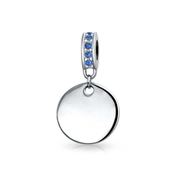 Mother's Day Gift Birthstones Initials Round Dangle Circle Charm Bead-Engravingift