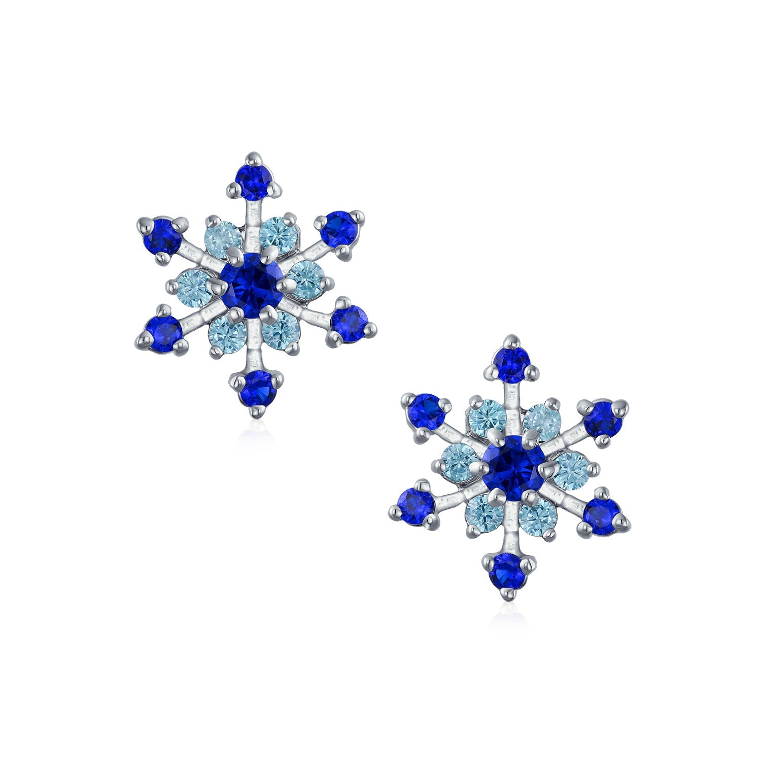 Mother's Day CZ Blue Aqua Star Snowflake Stud Earrings Pierced & Clip On-Engravingift