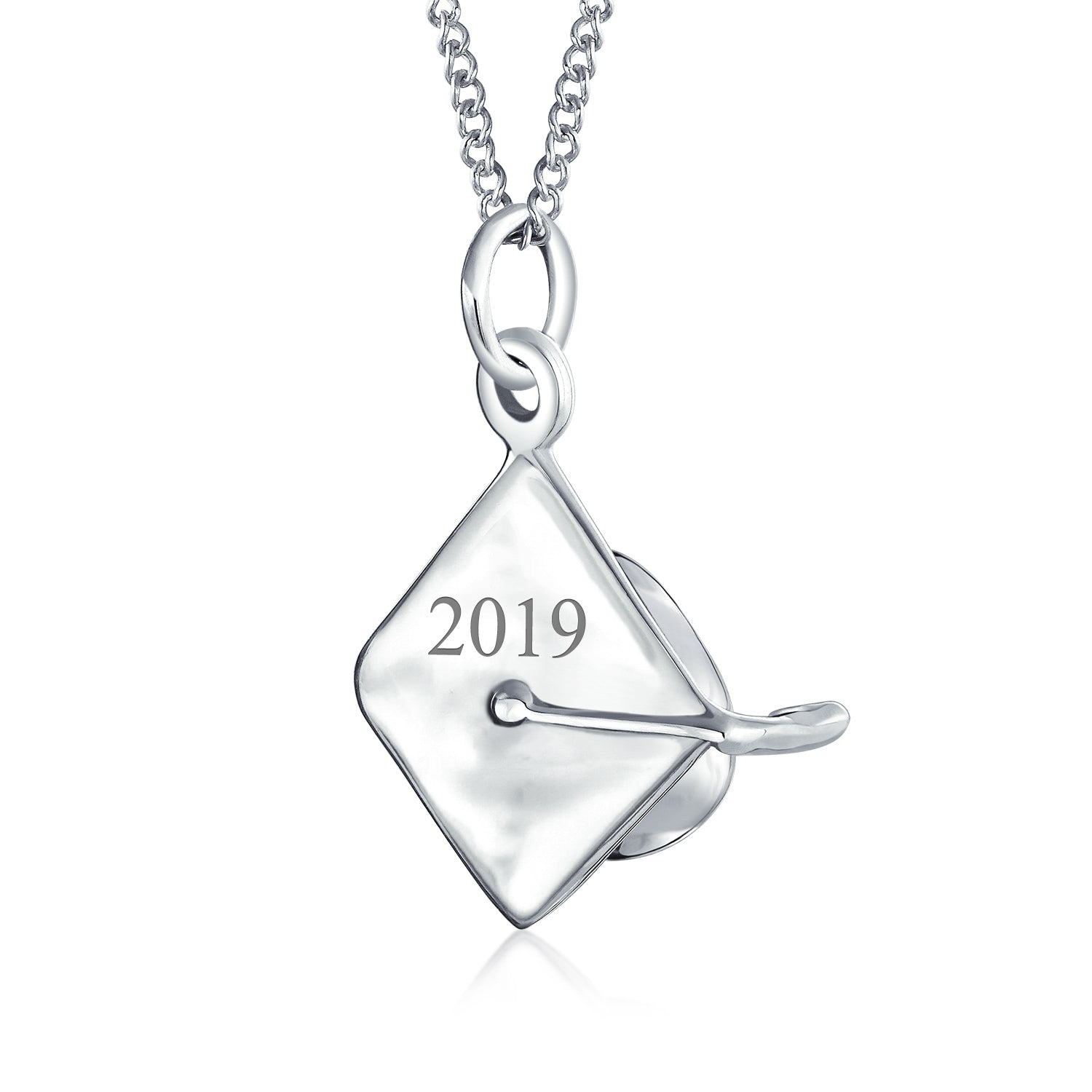 Graduation Gift Tiny Graduation Cap Hat Engravable Charm Pendant Necklace Sterling-Engravingift
