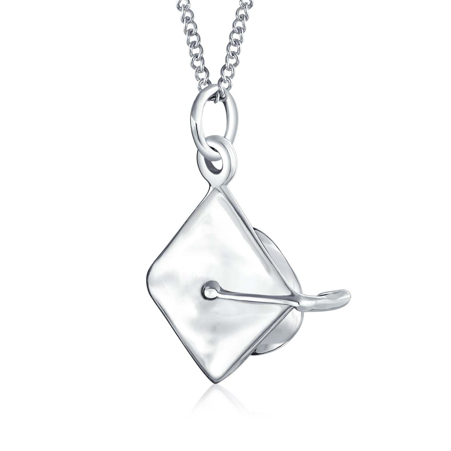 Graduation Gift Tiny Graduation Cap Hat Engravable Charm Pendant Necklace Sterling-Engravingift